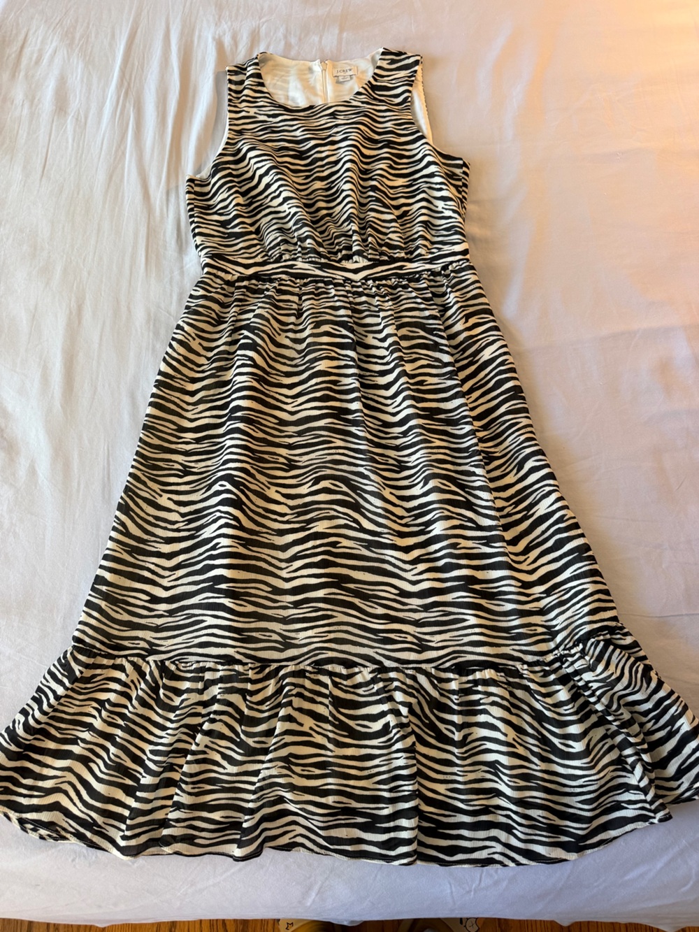 J. Crew Black and Cream Zebra-Print Dress